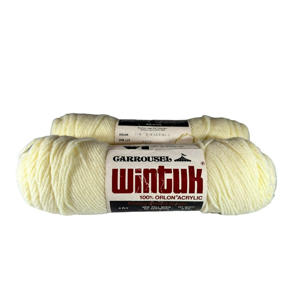 Lot Of 2 Skeins 4 oz.Carrousel Wintuk Fisherman Worsted Weight Vintage NOS Yarn
